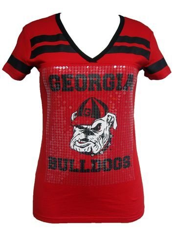 Georgia Bulldogs UGA Ladies Jersey Style Sequin T-Shirt