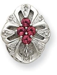 10k White Gold Pink Tourmaline and Diamond Bracelet Slide