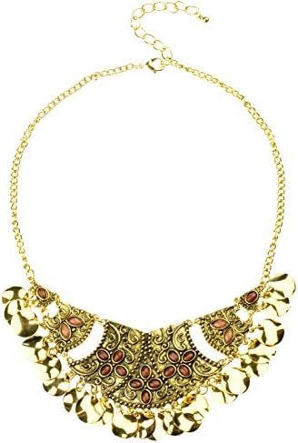 HONEYJOY Charming Vintage Retro Alloy Resin Short Choker Necklace(gold)