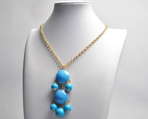 Sky Blue Bubble Necklace Blue Bubble Jewelry 2 Stones Necklace (Fn0592-F-Sky Blue) (Sky Blue)