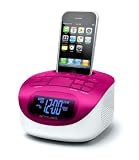 Muse M-103PK 4-kompatibel iPhone/iPod-Dockingstation (PLL Radio, Uhr, Dual-Alarm, AUX-IN) pink