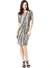 Herringbone Print Ruched Dress