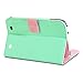 GMYLE(R) Wallet Case Classic for Barnes & Noble Nook HD 7 - Mint Green & Pink Cross Pattern PU Leather Slim Stand Case Cover (with Card Slots and Money Pocket)