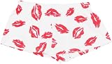 Lipstick Red Pink Hot Lips on White Novelty Print Jersey Cotton Girl Boxers Mini Itty Bitty Shorts 1" Inseam, Covered elastic waist, 100% cotton, available in 5 adult sizes by 