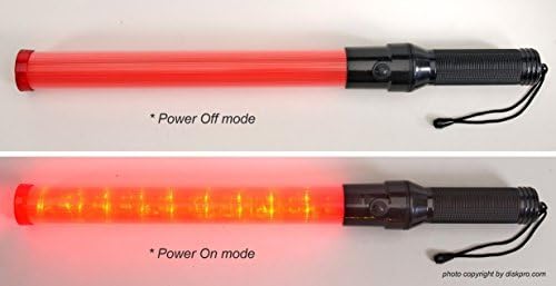 Lot of Two (2) pieces : Traffic Safety Wand, 9 Red LED Baton Light, 21.5 inch Length with two flashing modes (Blinking / steady-glow), uses 2 D-size batteries (not included).