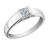 Engagement Ring: 1/4 Carat (ctw) in 14K White Gold Princess Cut Diamond Solitaire Ring, Size 5.5