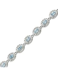 Sterling Silver Blue Topaz Filigree Bracelet - 7 Inch