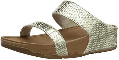 FitFlop Women's Lulu Slide Weave Dress Sandal,Pale Gold,8 M US