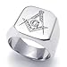 KONOV Freemason Masonic Mens Ring, Polished 316L Stainless Steel Band, Silver