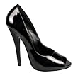 6 Inch Sexy Peep Toe Shoe Classic Black Pump Shiny Patent Finish