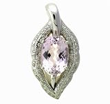 Ladies 0.33ct Diamond and 7.76ct Kunzite Leaf Pendant