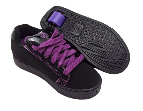 Size 4 Girl's Comet Heelys Black/purple Star Print Lace Up Wheel Trainers
