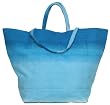 Cotton Canvas Turquoise Blue Beach Bag 26"L Top x 16.5"H
