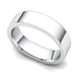 14k White Gold 5mm Classic Plain Flat Wedding Band Ring