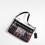 Coach Limited Edition Poppy Tartan Plaid Capacity Large Wristlet Clutch Bag 42869 Black Multi