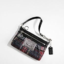 Coach Limited Edition Poppy Tartan Plaid Capacity Large Wristlet Clutch Bag 42869 Black Multi