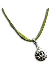 Shanti Boutique Heart Chakra Necklace Green Adjustable 16-17" Sterling silver & Ultra-suede