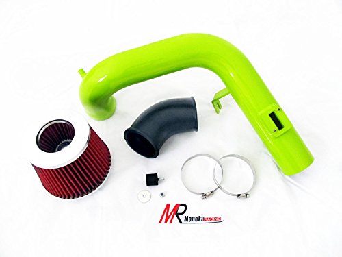 05 06 07 Chevy Cobalt SS 2.0L L4 SuperCharged GREEN Piping Cold Air Intake System Kit with Red Filter