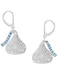 Sterling Silver with CZ Small Flat Back Shaped Hershey`s Kiss Lever Back Earrings