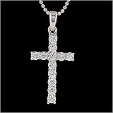 0.85 Carat Sterling Silver CZ Cross Pendant