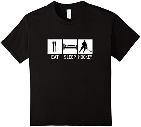 Eat Sleep Hockey Funny T-Shirt - Kids 4 - Black