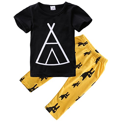 Baby Boys Short Sleeve Graphic T-shirt and Animal Print Pants Outfit