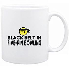 BLACK BELT IN Five-Pin Bowling Sports Tasse (Blanc, C�ramique, 325 ml)