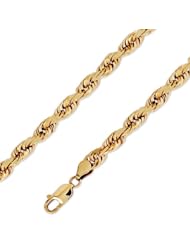 14K Solid Yellow Gold D.C. Rope Chain Necklace 7mm (17/64") 24"