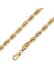 14K Solid Yellow Gold D.C. Rope Chain Necklace 7mm (17/64") 26"