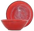 Colorful Recycled Art Glass Watermelon Red Fruit Bowl 10"D, 3.5"H