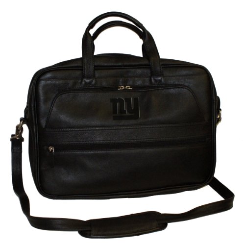 NFL New York Giants Debossed Black Leather Laptop Bag