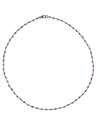 Genuine Ruby Beads Chain Necklace Sterling Silver Fashion Jewelry