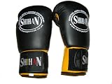 Boxing Gloves Leather 12oz- BLACK/YELLOW - Shihan