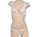 Ladies White Eyelash Lace Sexy Vintage Lingerie Two Way Adjustable Sheer Bra and Thong Panty Set Bra Size 34C Panty Size Small