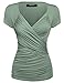 Zeagoo Women's Cross-front V Neck Ruched Cap Sleeve Blouse