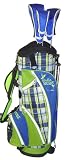 Birdie Babe Womens Ladies Golf Bag Stand Cart Blue Green Plaid w/ Free Headcovers