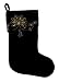 17" Elegant Black Christmas Stocking with Gold Beaded Swirl Design