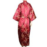 Elegant Dragon Design Silk Kimono Robe, One Size