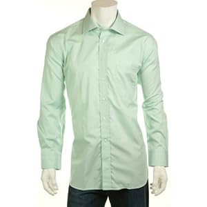 Buy Bristol 2 Ply Green Mini Check Spread Collar Dress Shirt, Size 17.5 X 34 35 by Bristol