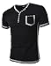 TheLees Slim Fit 2 Tone Button Point V-neck Short Sleeve Tshirts