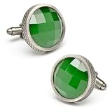 Faceted Green Cat's Eye Stone Gunmetal Finish Cufflinks