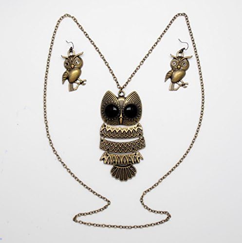 Bundle 2 of EARRING AND NECKLECE METAL JEWELRY BRASS TONE THAI ROYAL LUCKY OWL