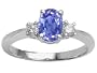 0.95 cttw Genuine Oval Tanzanite Engagement Ring in 14k White Gold Size 8