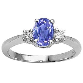 0.95 cttw Genuine Oval Tanzanite Engagement Ring in 14k Yellow Gold Size 5 by 