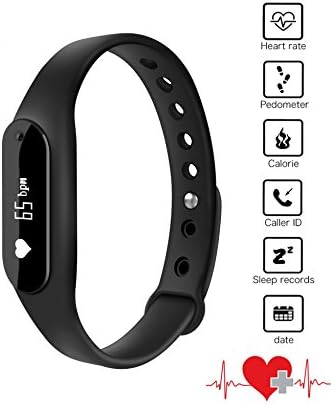 Sport Heart Bracelet Fitness Tracker Bluetooth Touch Screen Waterproof Smart Bracelet With Steps Tracking Calories Burned Sleep Monitor Heart Rate Monitor for Android IOS (black)
