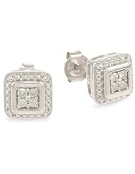 Sterling Silver Diamond Square Earrings (1/10 cttw, I-J Color, I2-I3 Clarity)