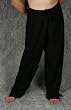 Drawstring Pants - Embroidered Rayon, Black