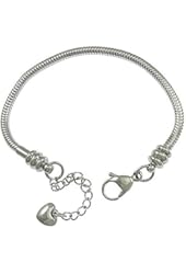 " The Forever Bracelet" Stainless Steel Starter Charm Bracelet for Adults & Kids Fits European Style Beads Comes with 2 Beads