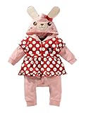 (コ-ランド) Co-land ベビー服 あったか ロンパース 赤ちゃん カバーオール 新生児 長袖 フード 耳付 アニマル造型 春秋着 子供服 男の子 女の子 出産祝い ウサギ 95
