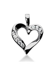 14K Gold Channel set Diamond Heart Pendant (0.40 cttw, F - G Color, SI2 Clarity)